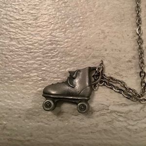 New vintage roller skate pendant necklace